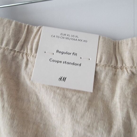 H & M women's linen blend pants size XL pull on tie waist wide leg Breathable - Picture 6 of 8